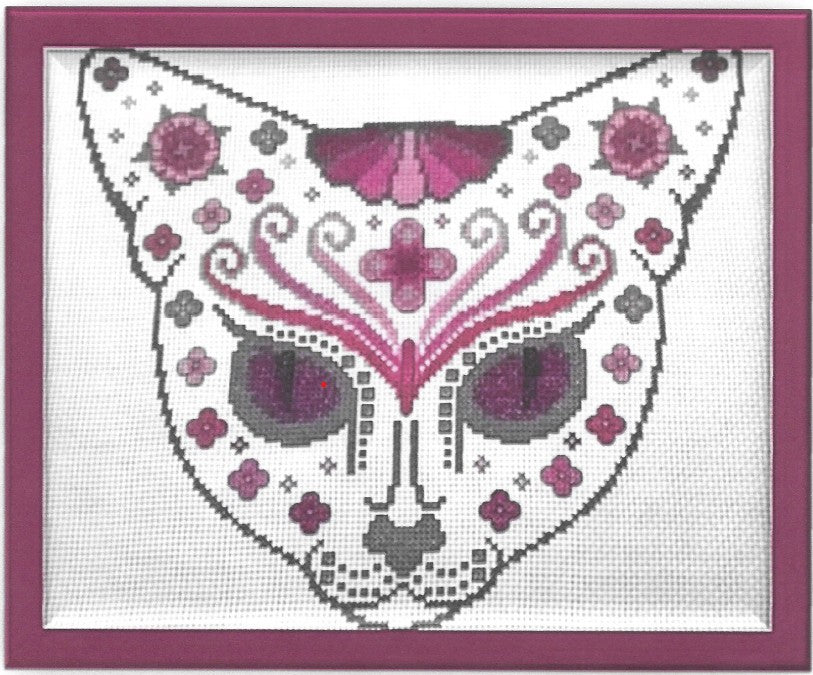 Feline Fantasy Mystical Cat Sugar/Day of the Dead Cross Stitch Chart — 9 Colourways PDF Download