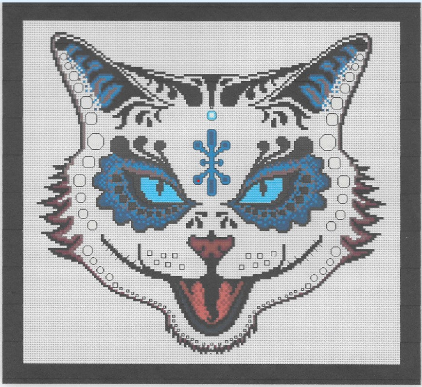 Sassy Cat Sugar/Day of the Dead Skull Cross Stitch Chart — PDF Download