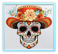 Orange Hat Sugar/Day of the Dead Skull Cross Stitch Chart — PDF Download