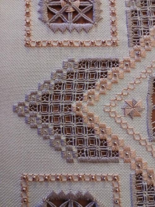 Beautiful Beaded Beauty — Pink & Mauve Hardanger Embroidery Chart PDF Download