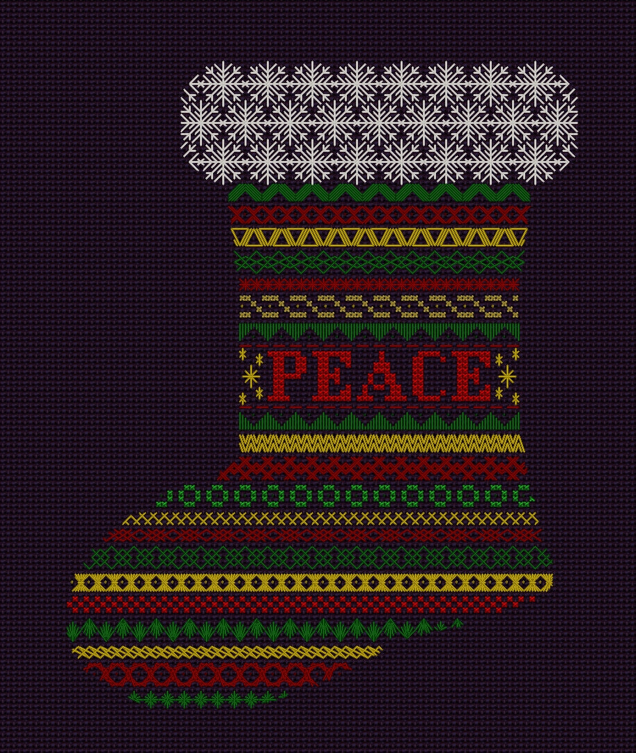 Christmas Stocking Design Beaded Band Sampler Pattern — PDF Download