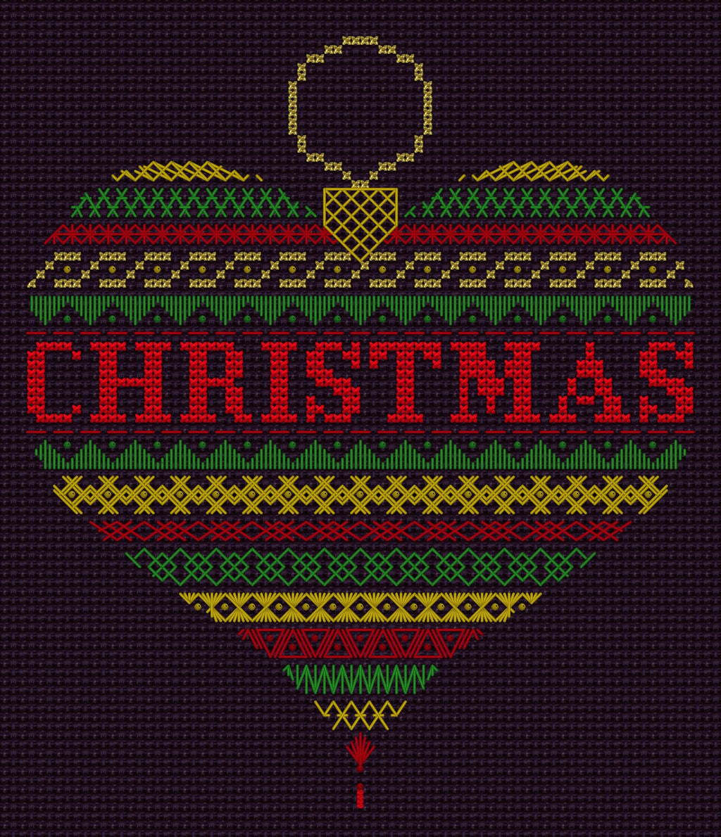Heart Bauble Design Beaded Christmas Band Sampler Pattern — PDF Download