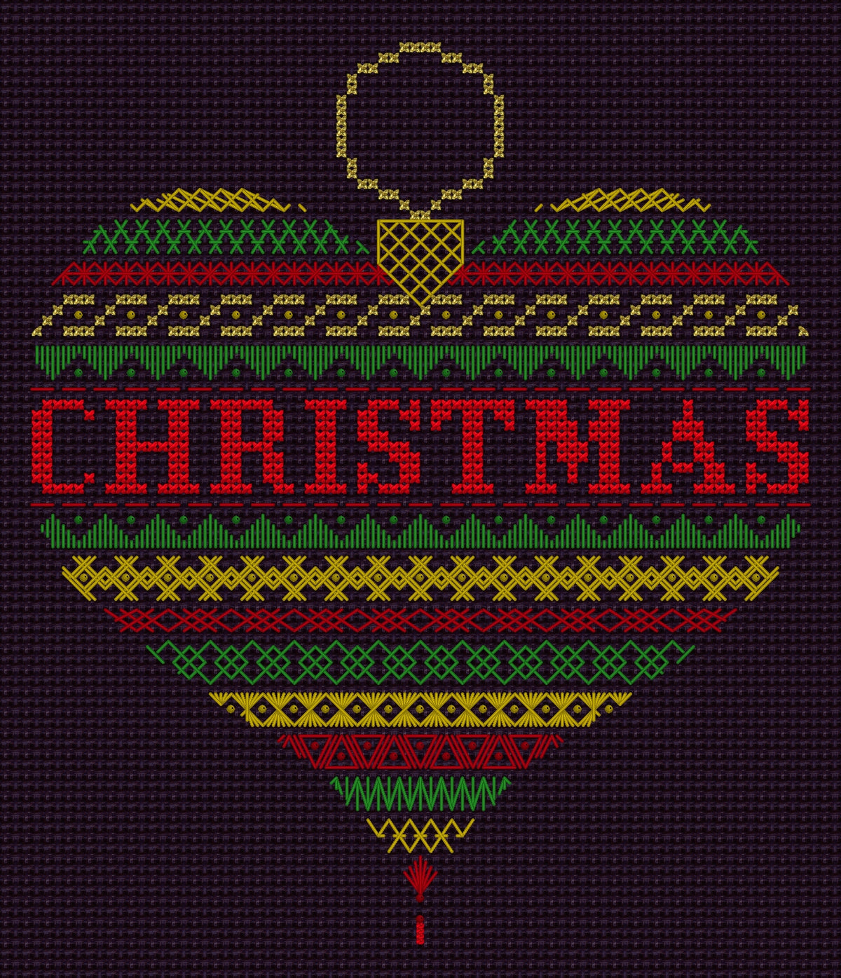 Heart Bauble Design Beaded Christmas Band Sampler Pattern — PDF Download