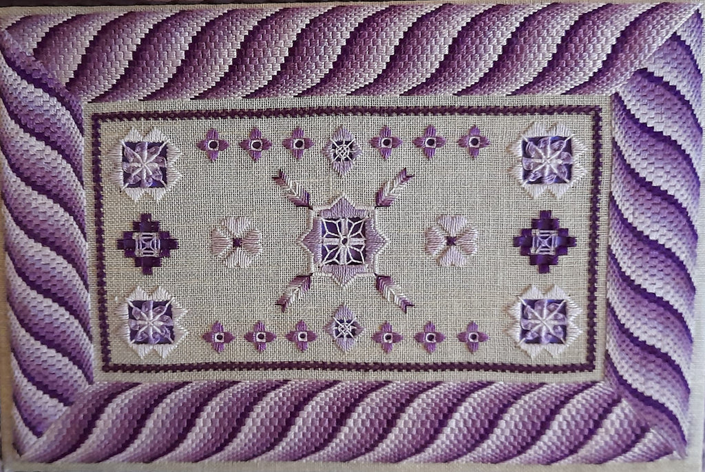Purple Bargello Spiral with Hardanger Elements — Embroidery Chart PDF Download (2 Patterns)