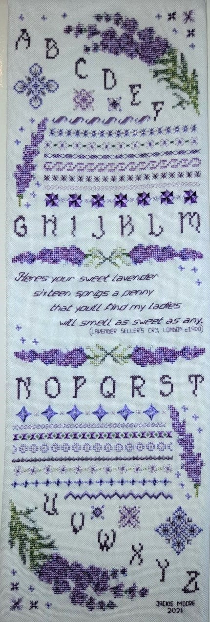 Lavender Dreams Banded Sampler Cross Stitch & Embroidery Pattern — PDF Download