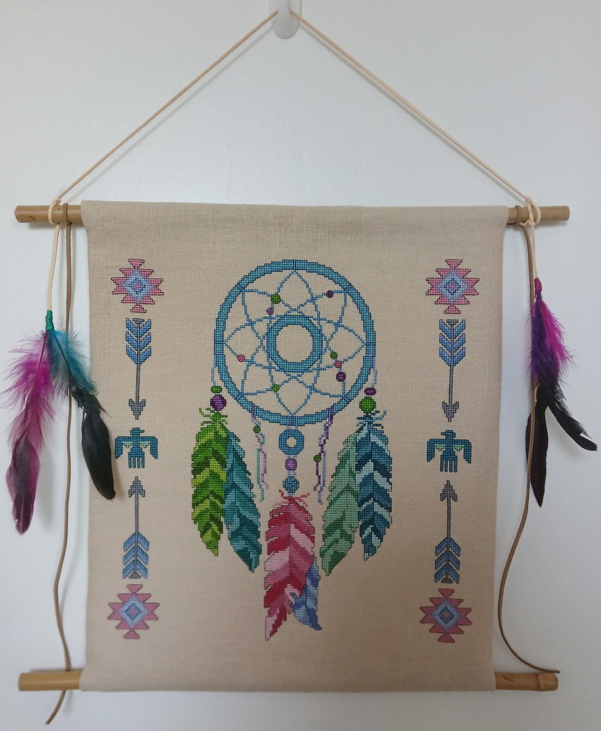 Guardian of Dreams Dreamcatcher Cross Stitch Pattern — Tribal Inspired PDF Download