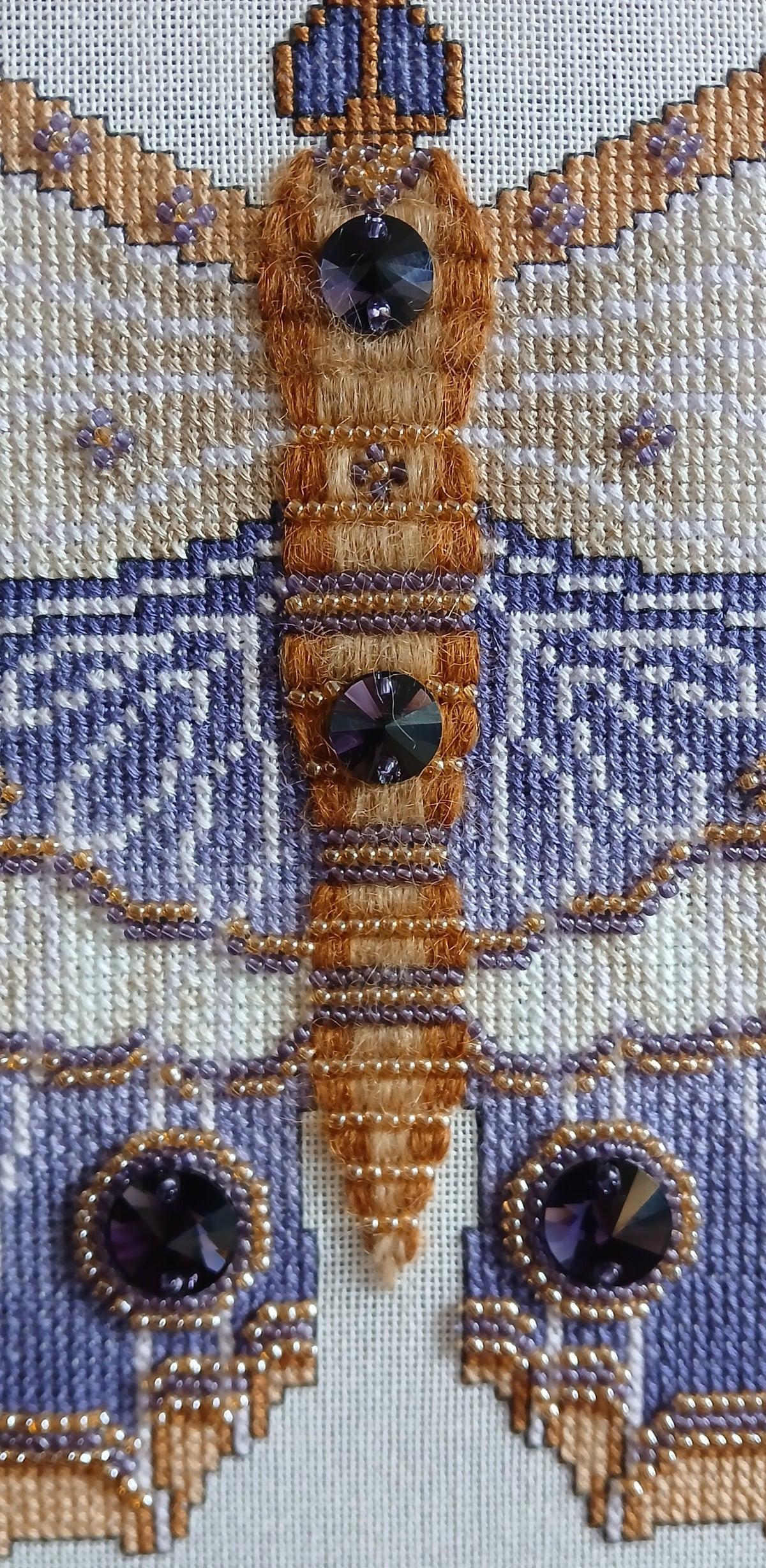 Crystal Majesty Moth Cross Stitch Chart — Fantasy Jewel Tones PDF Pattern Download