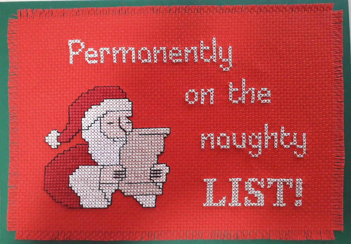 On the Naughty List Christmas Card Cross Stitch Pattern — PDF Download
