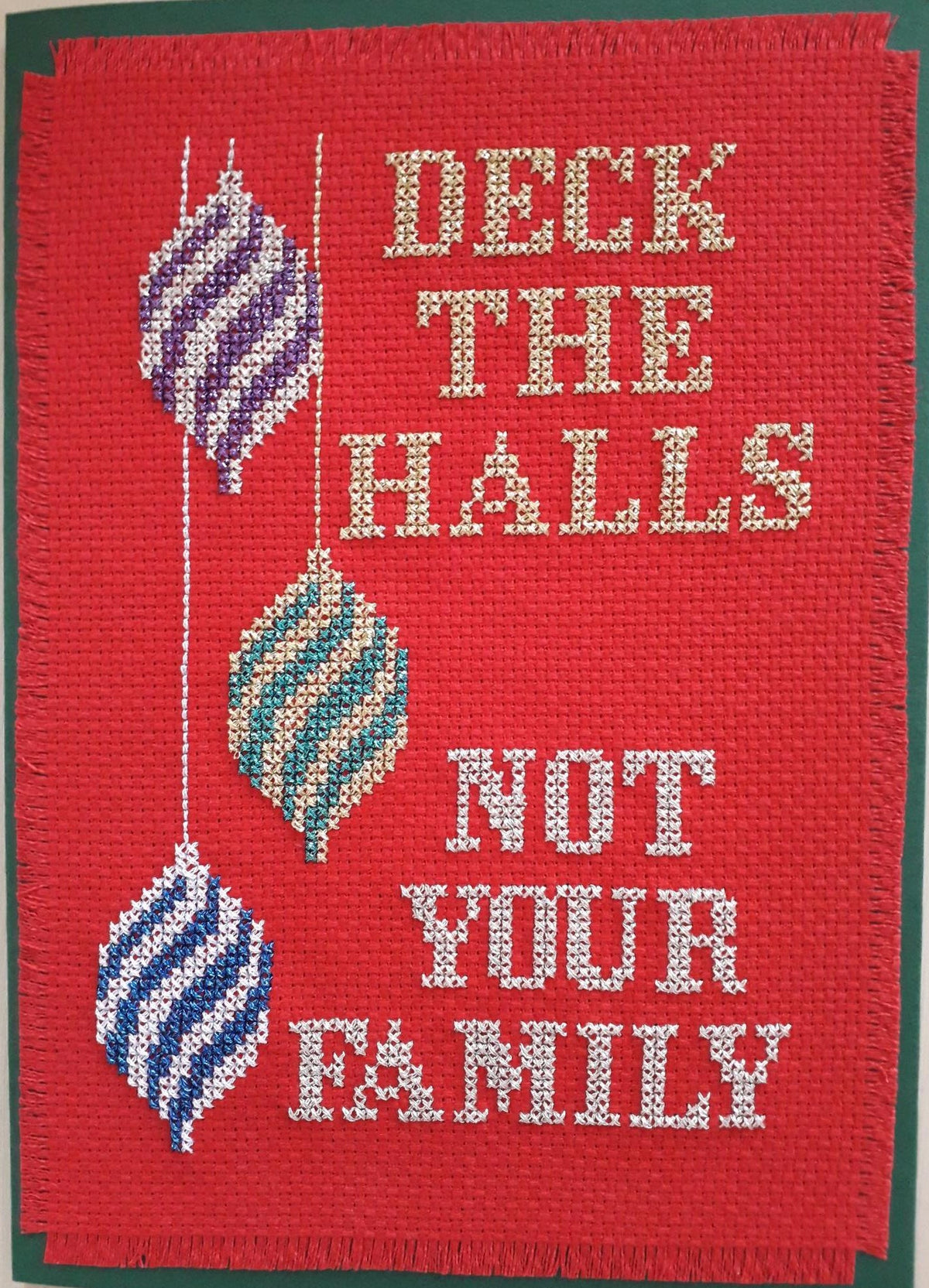 Deck the Halls Christmas Card Cross Stitch Pattern — PDF Download