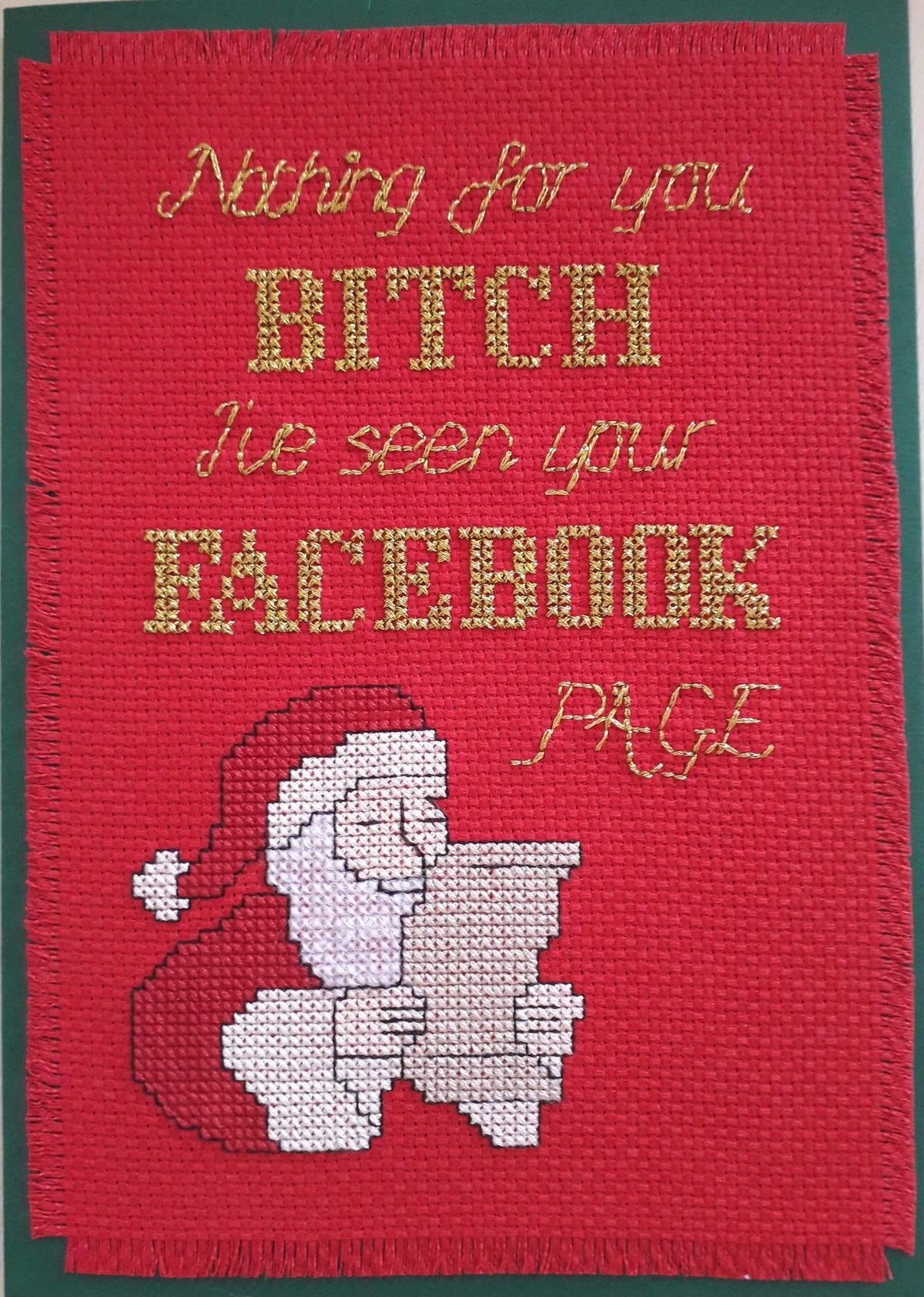 Facebook Bitch Christmas Card Cross Stitch Pattern — PDF Download