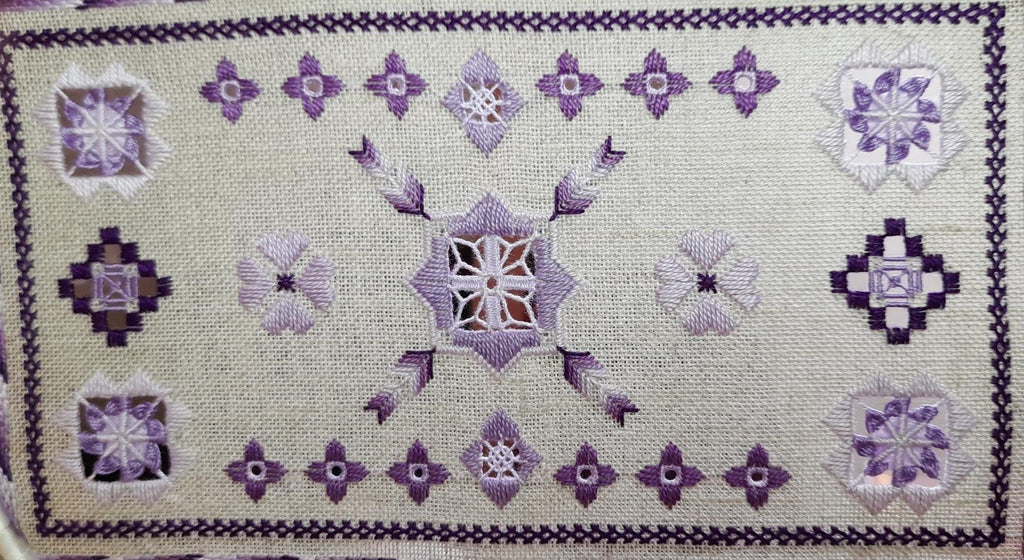 Purple Bargello Spiral with Hardanger Elements — Embroidery Chart PDF Download (2 Patterns)