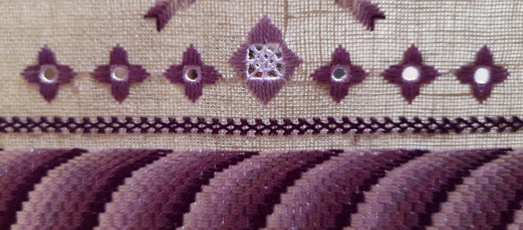 Purple Bargello Spiral with Hardanger Elements — Embroidery Chart PDF Download (2 Patterns)