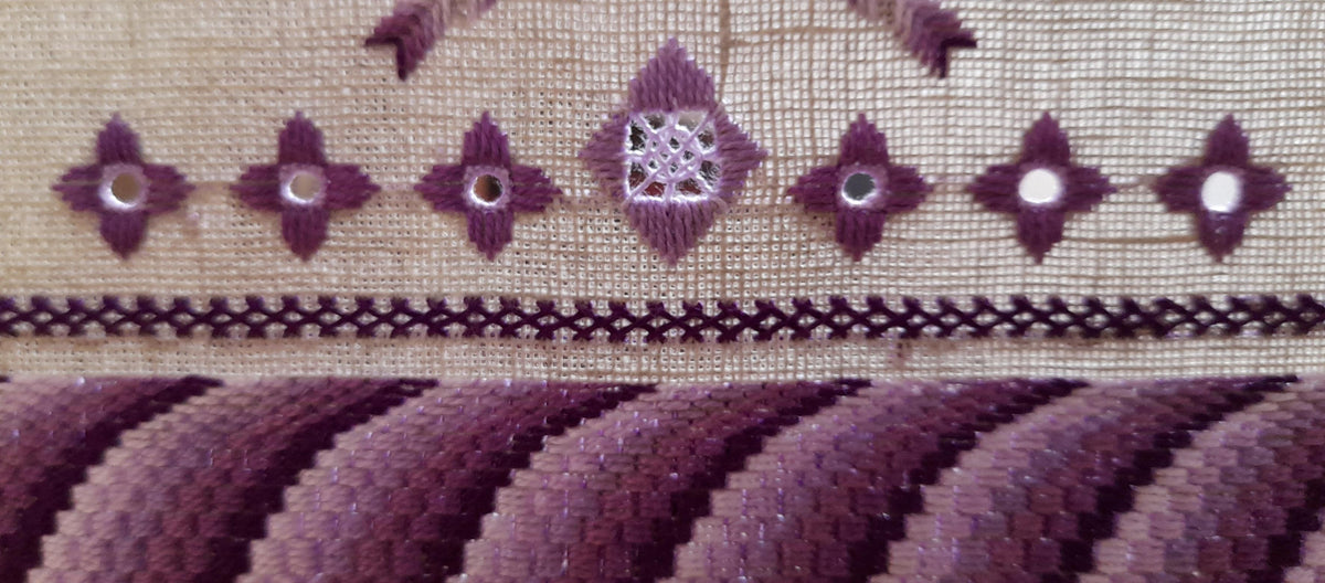 Purple Bargello Spiral with Hardanger Elements — Embroidery Chart PDF Download (2 Patterns)