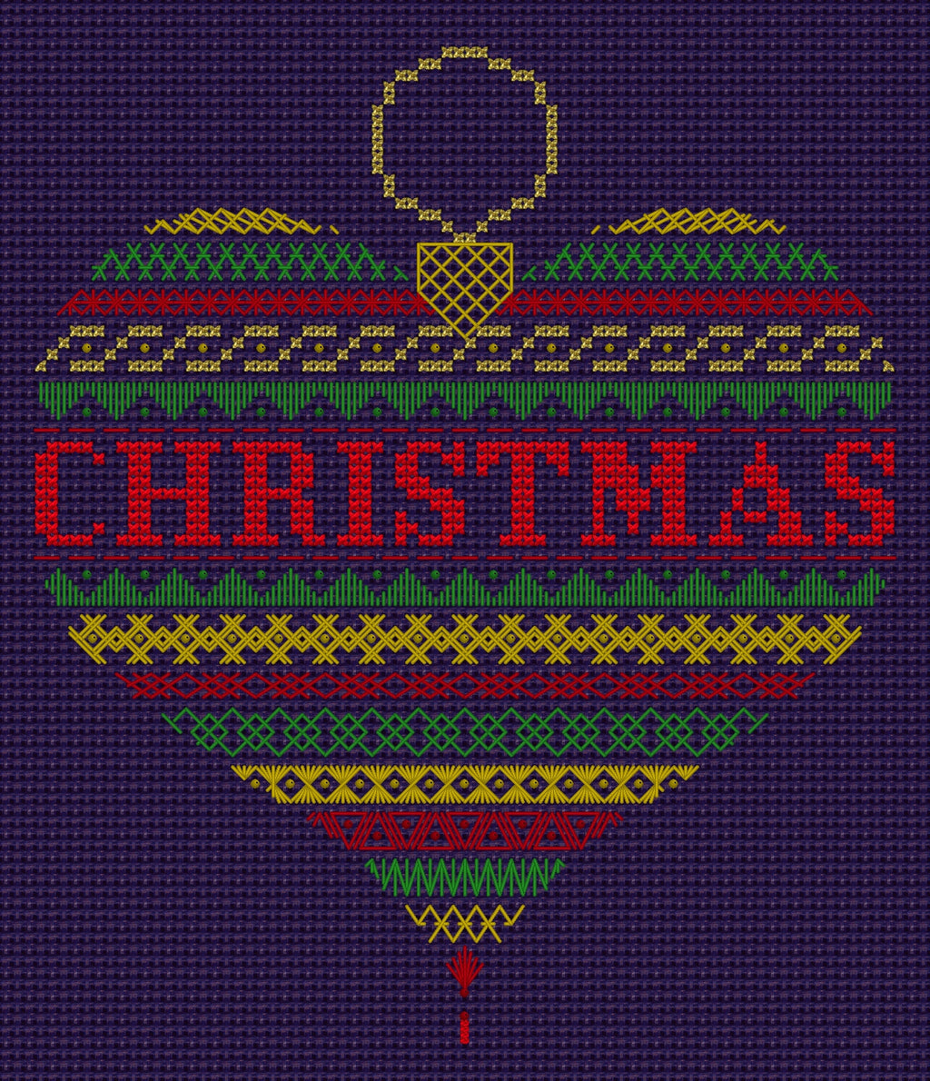 Heart Bauble Design Beaded Christmas Band Sampler Pattern — PDF Download