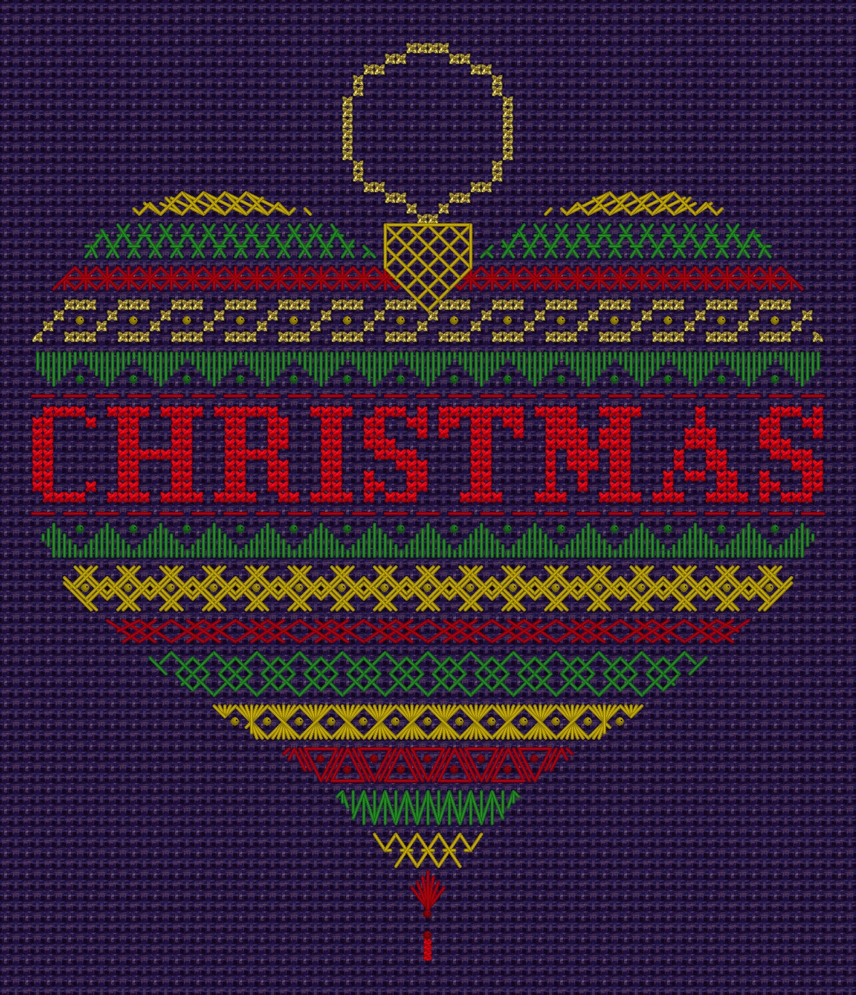 Heart Bauble Design Beaded Christmas Band Sampler Pattern — PDF Download