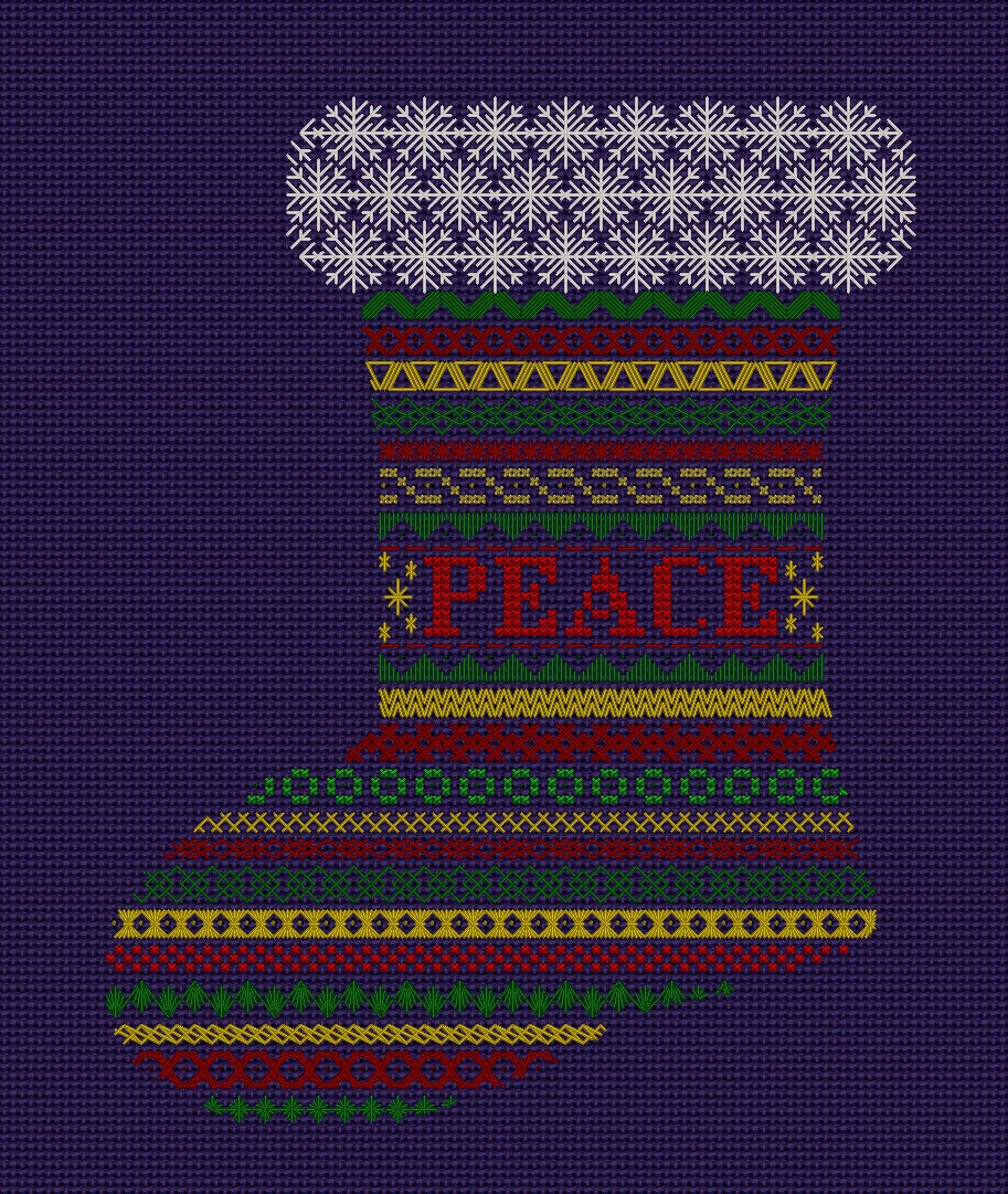 Christmas Stocking Design Beaded Band Sampler Pattern — PDF Download