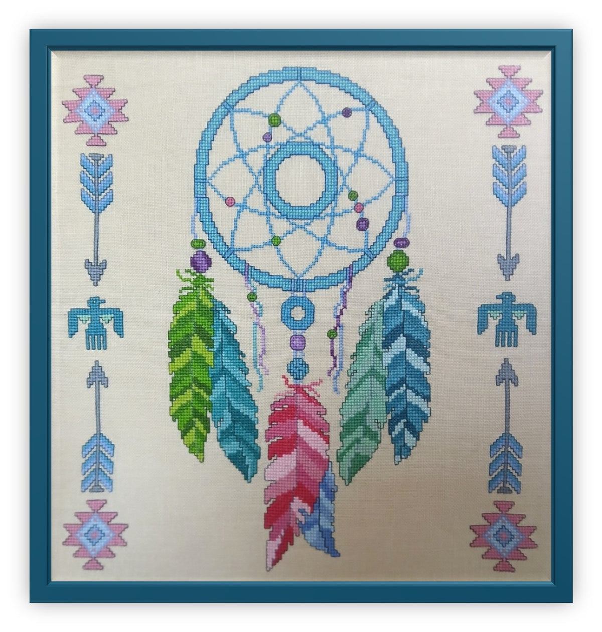 Guardian of Dreams Dreamcatcher Cross Stitch Pattern — Tribal Inspired PDF Download