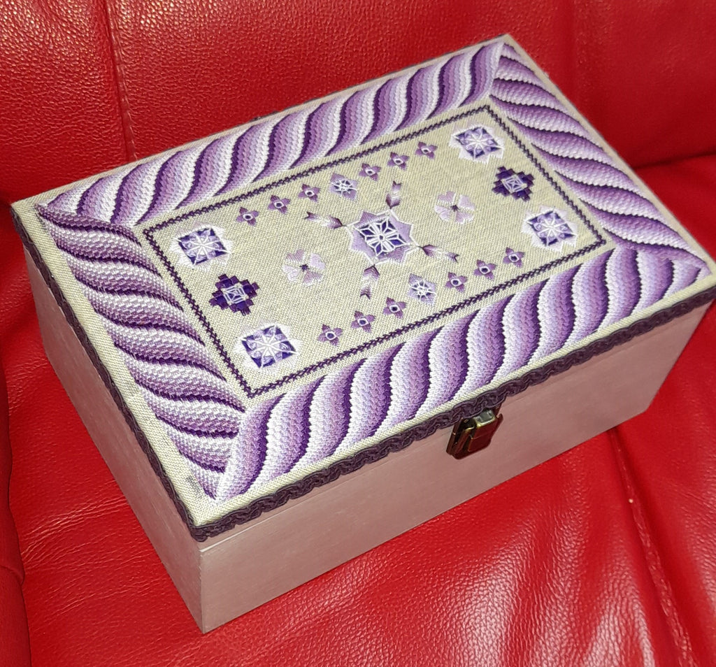 Purple Bargello Spiral with Hardanger Elements — Embroidery Chart PDF Download (2 Patterns)