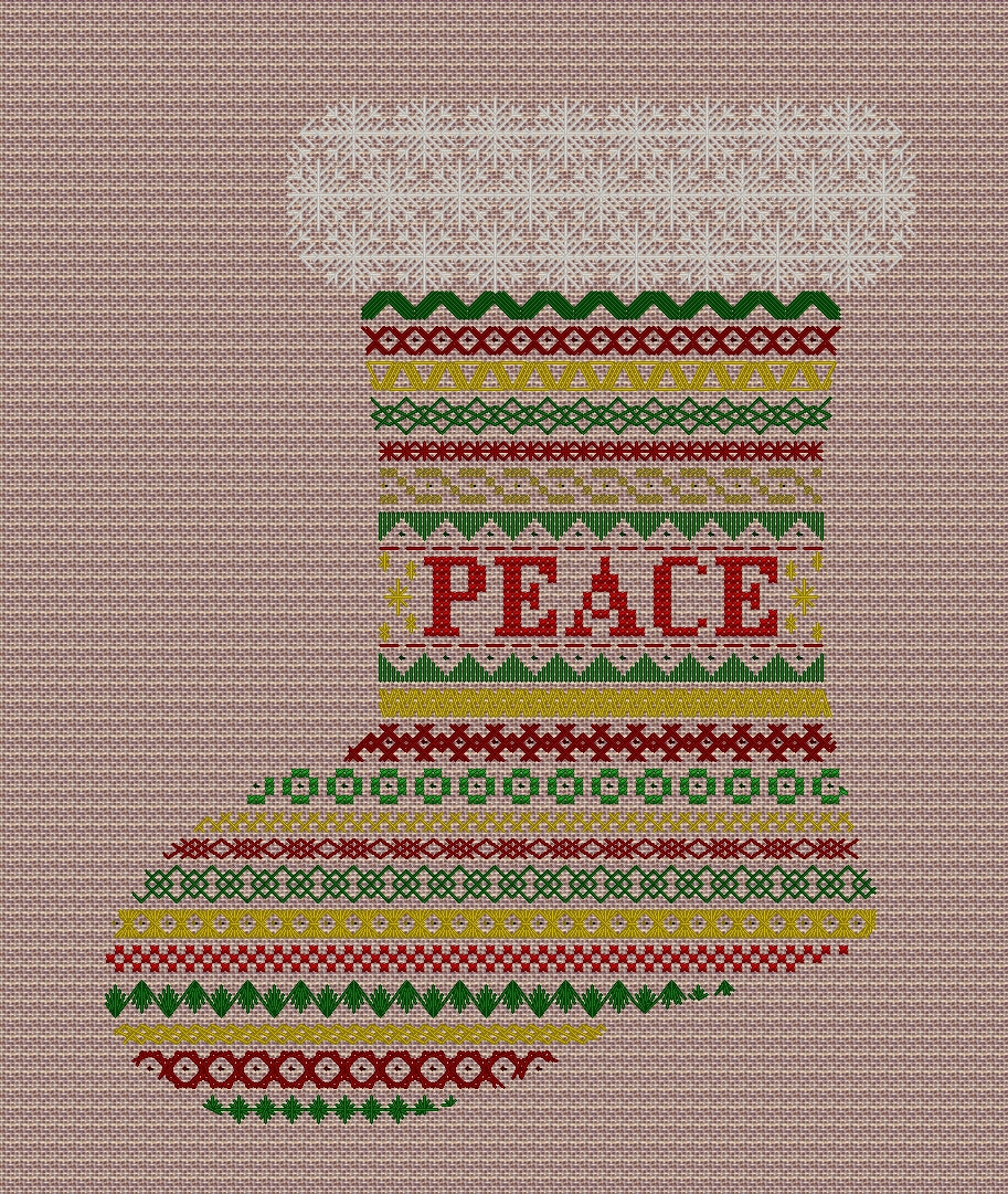 Christmas Stocking Design Beaded Band Sampler Pattern — PDF Download