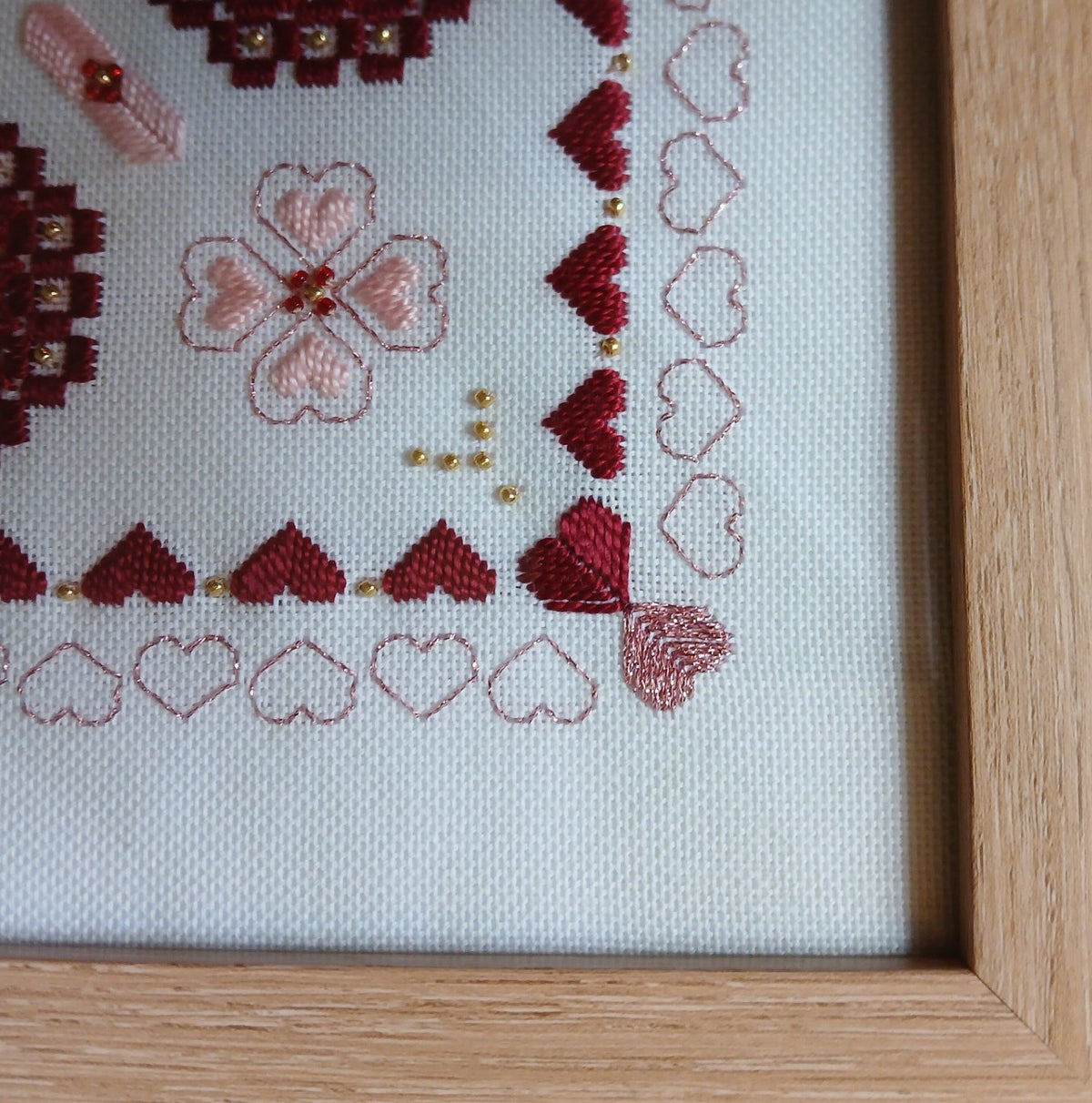 My Beaded Heart — Red & Pink Hardanger Embroidery Chart PDF Download