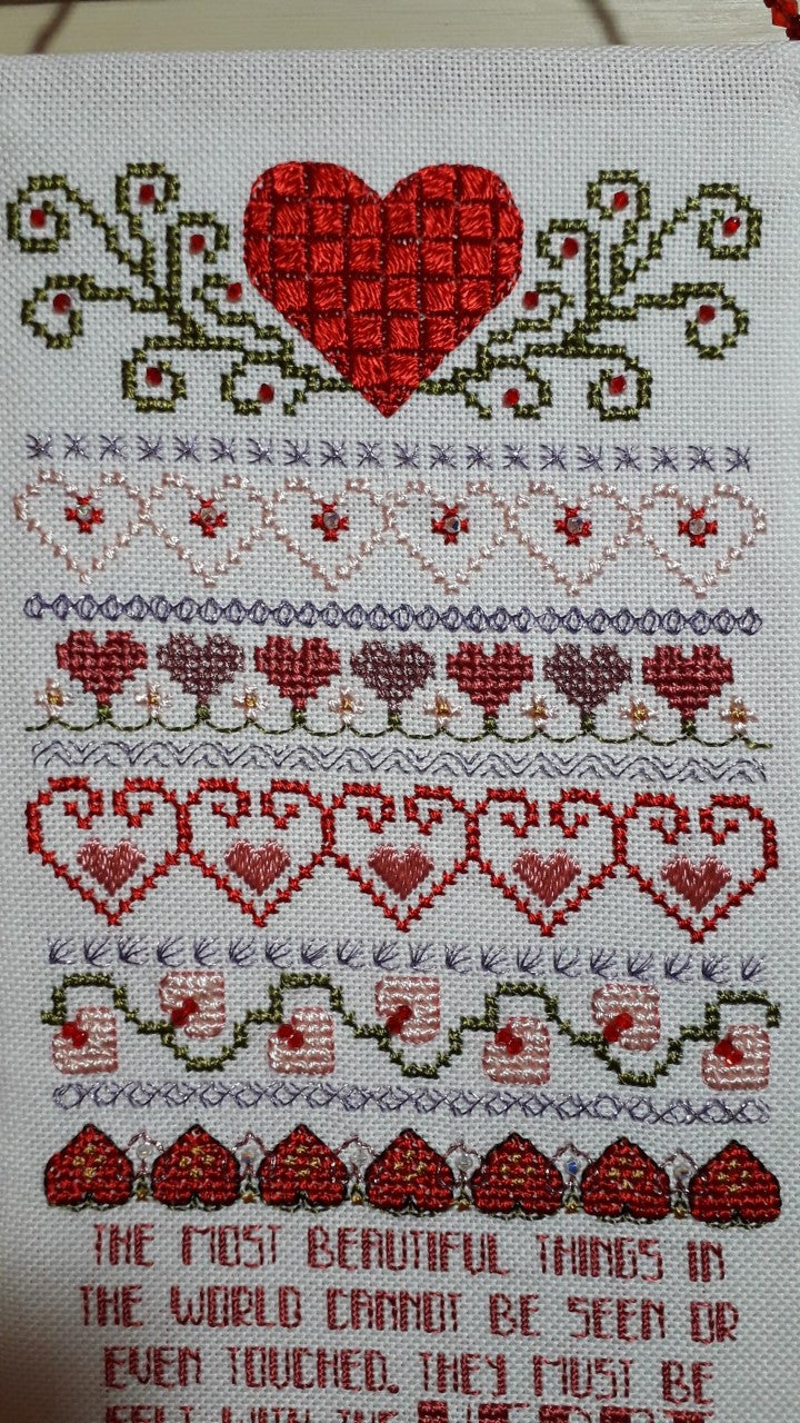 Heart in Threads Band Sampler Cross Stitch Chart — PDF Pattern Download