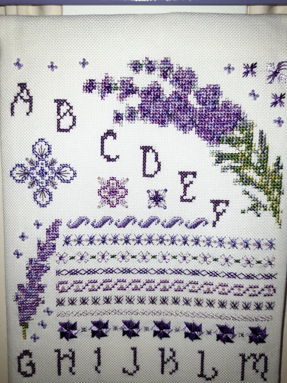 Lavender Dreams Banded Sampler Cross Stitch & Embroidery Pattern — PDF Download