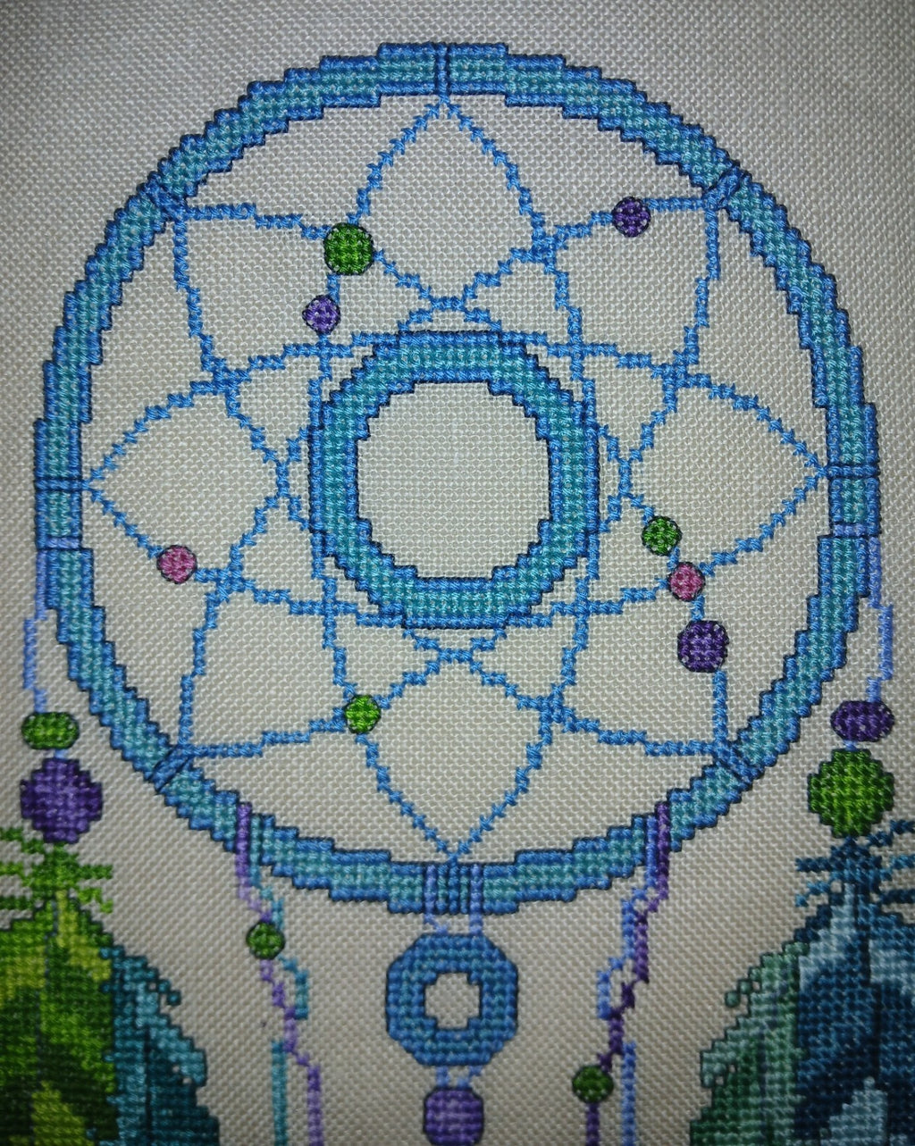 Guardian of Dreams Dreamcatcher Cross Stitch Pattern — Tribal Inspired PDF Download