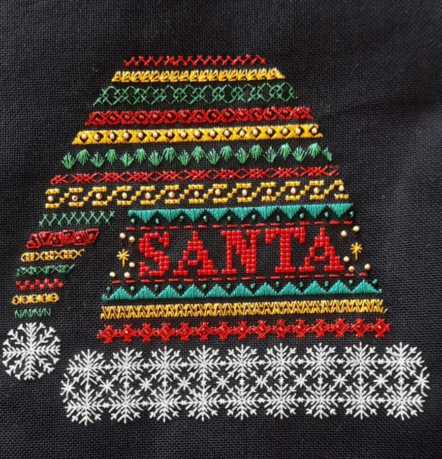 Santa Hat Design Beaded Christmas Band Sampler Pattern — PDF Download