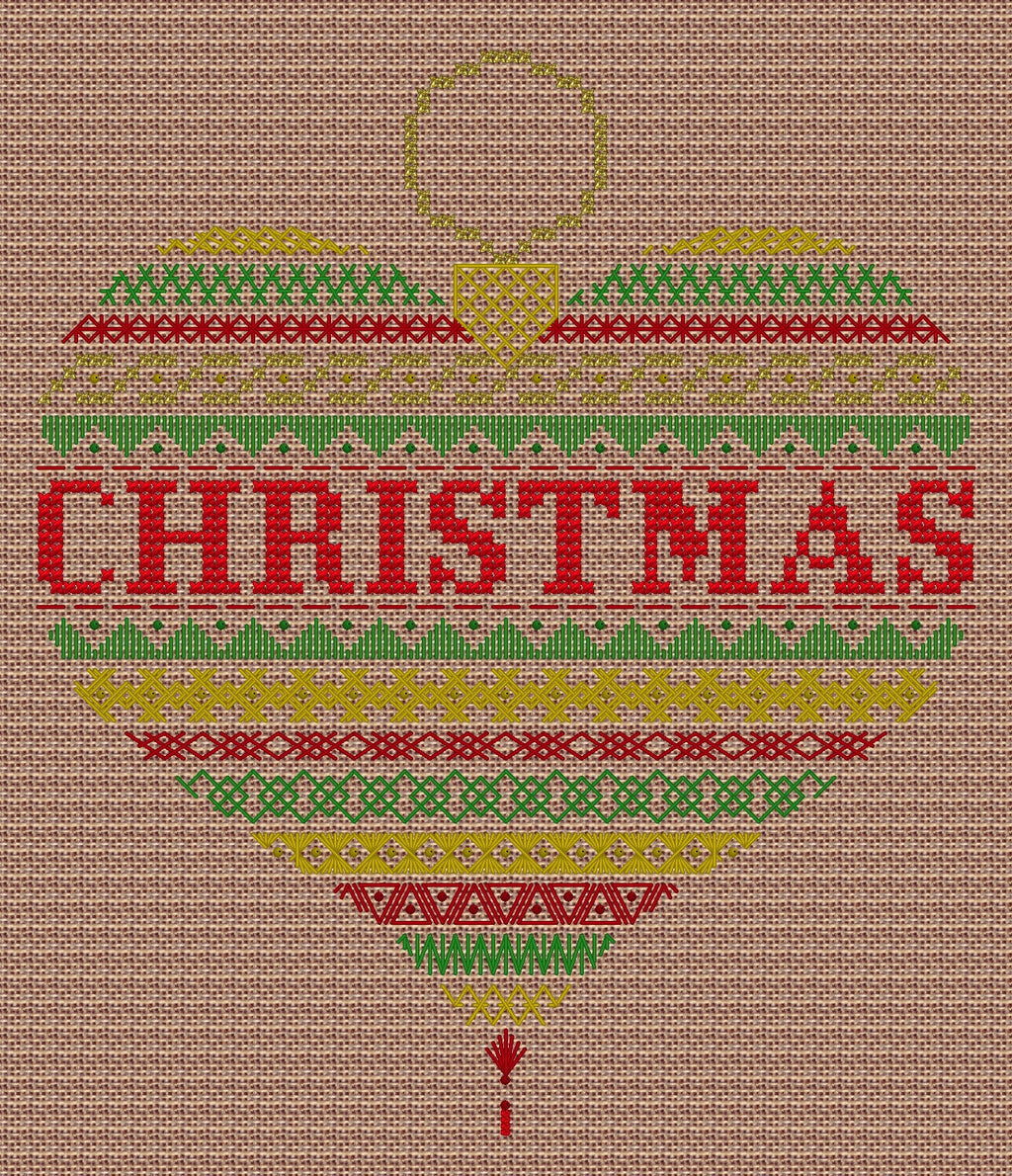 Heart Bauble Design Beaded Christmas Band Sampler Pattern — PDF Download