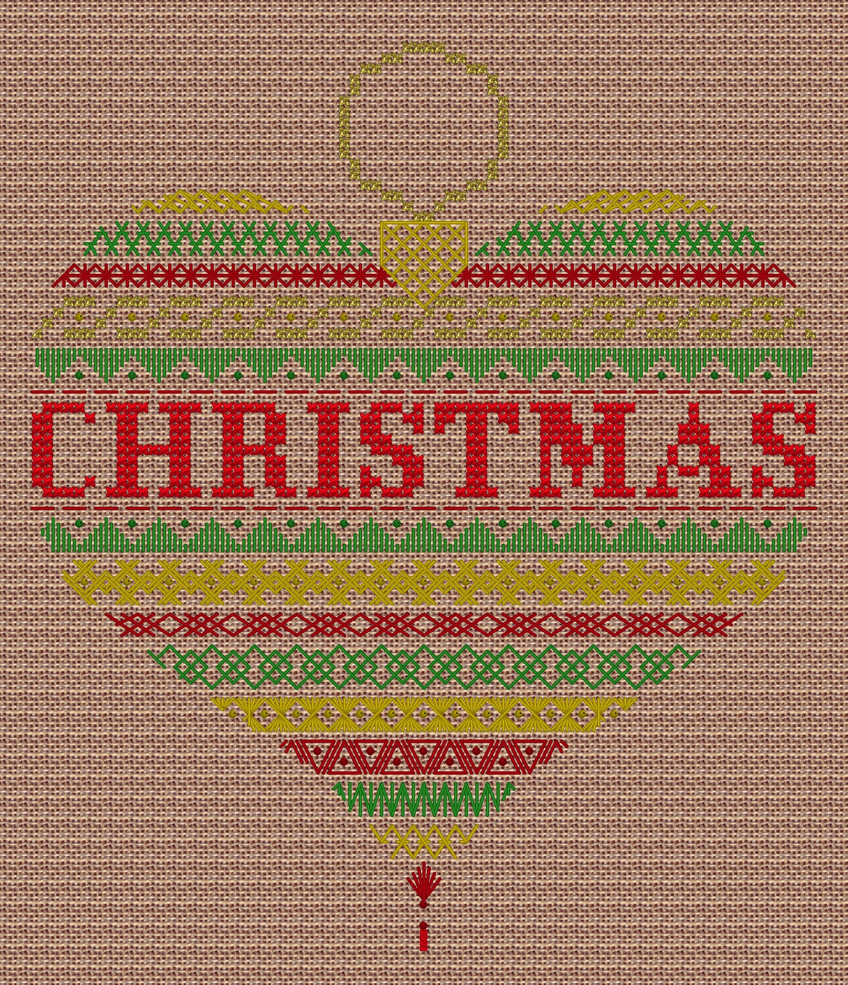 Heart Bauble Design Beaded Christmas Band Sampler Pattern — PDF Download