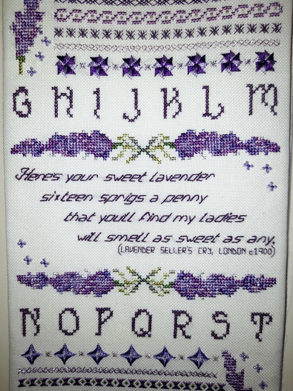 Lavender Dreams Banded Sampler Cross Stitch & Embroidery Pattern — PDF Download