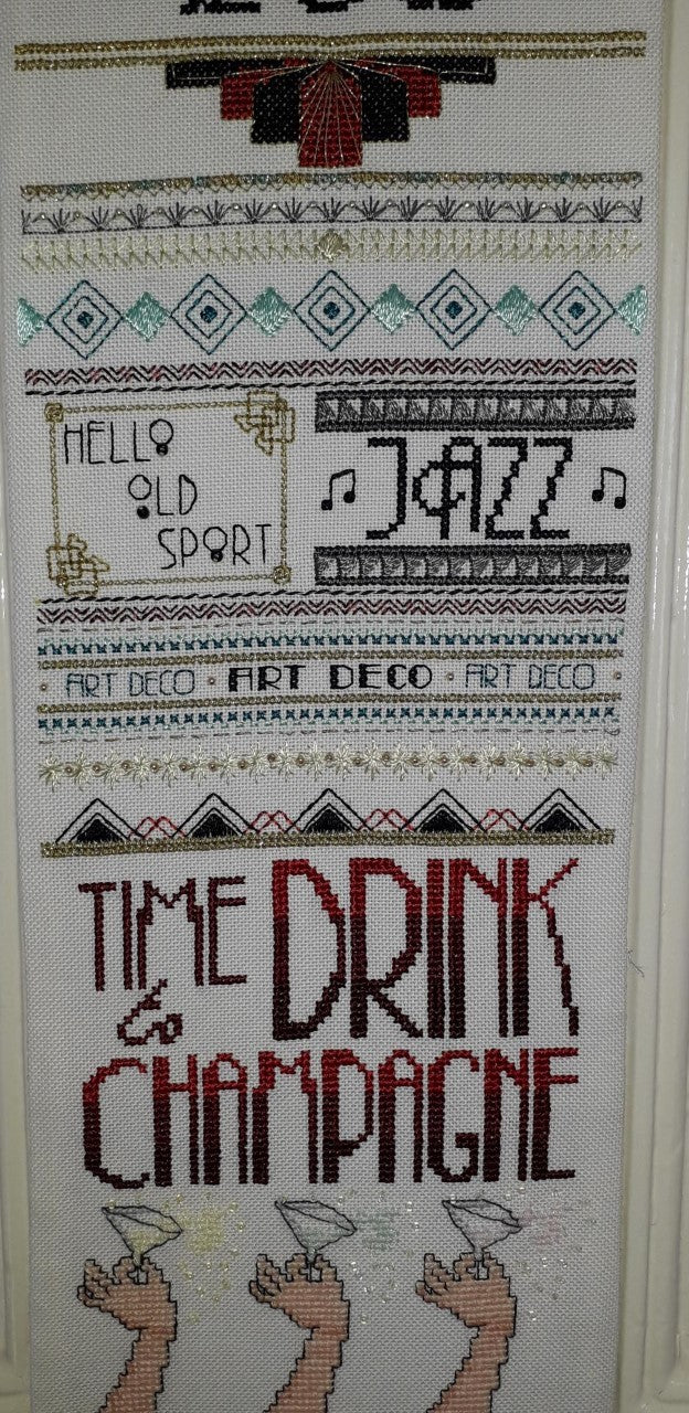 Glitz and Glamour Art Deco Cross Stitch Band Sampler — PDF Pattern Download
