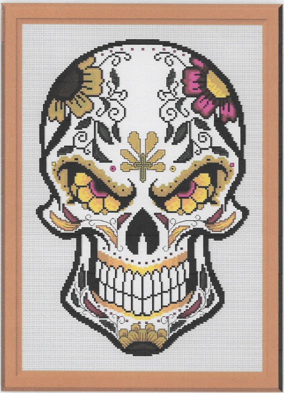 Bad Attitude Sugar/Day of the Dead Skull Cross Stitch Chart — PDF Download