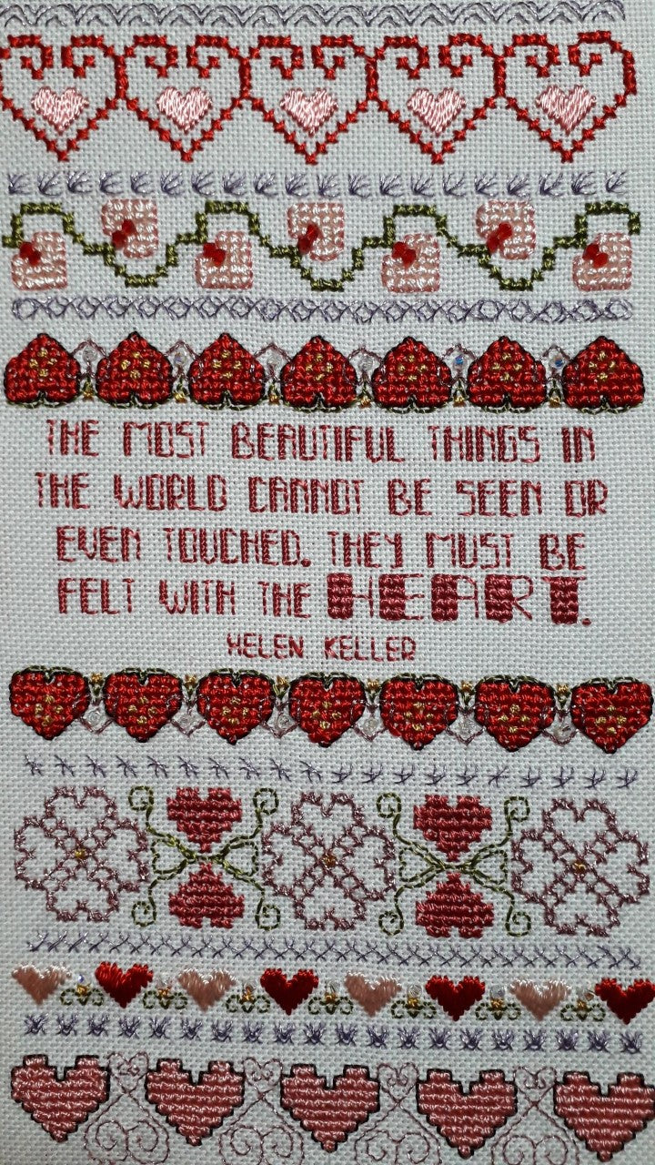 Heart in Threads Band Sampler Cross Stitch Chart — PDF Pattern Download