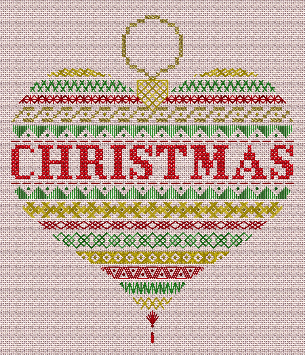 Heart Bauble Design Beaded Christmas Band Sampler Pattern — PDF Download
