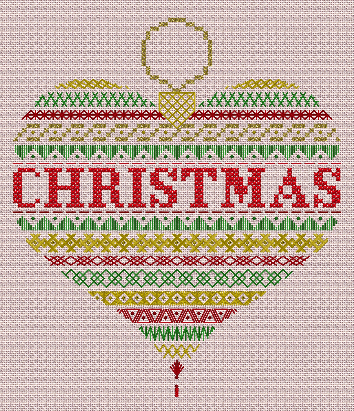 Heart Bauble Design Beaded Christmas Band Sampler Pattern — PDF Download