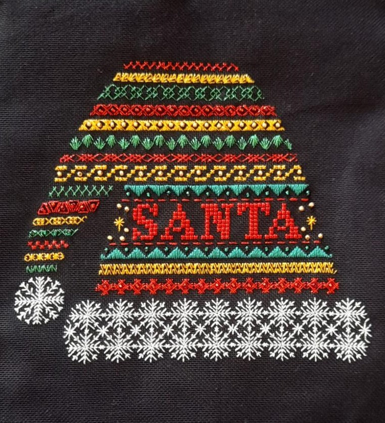 Santa Hat Design Beaded Christmas Band Sampler Pattern — PDF Download