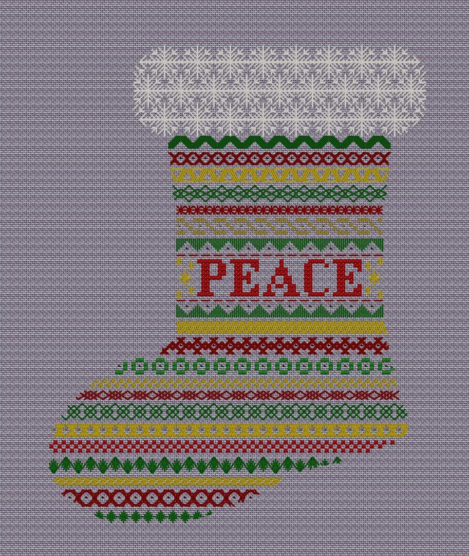 Christmas Stocking Design Beaded Band Sampler Pattern — PDF Download