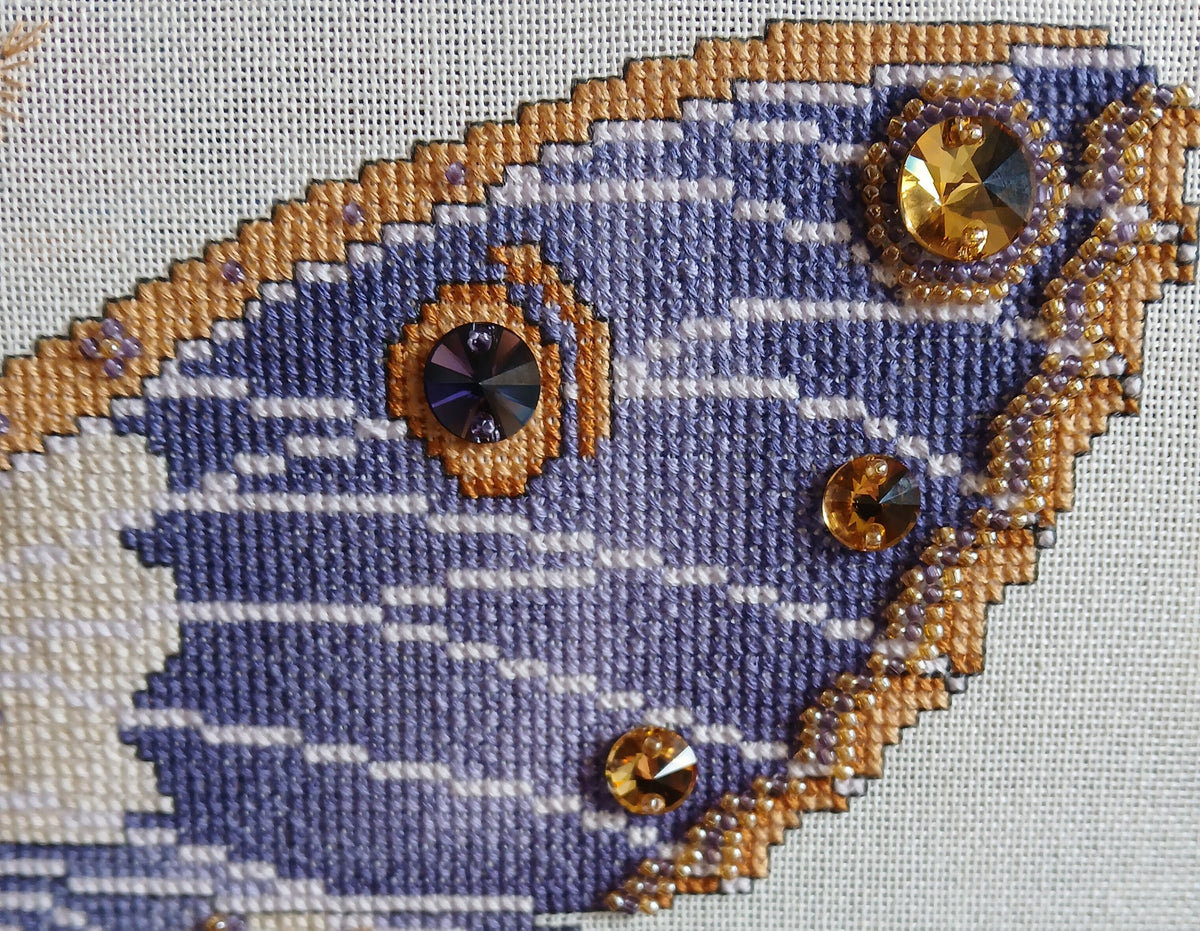 Crystal Majesty Moth Cross Stitch Chart — Fantasy Jewel Tones PDF Pattern Download
