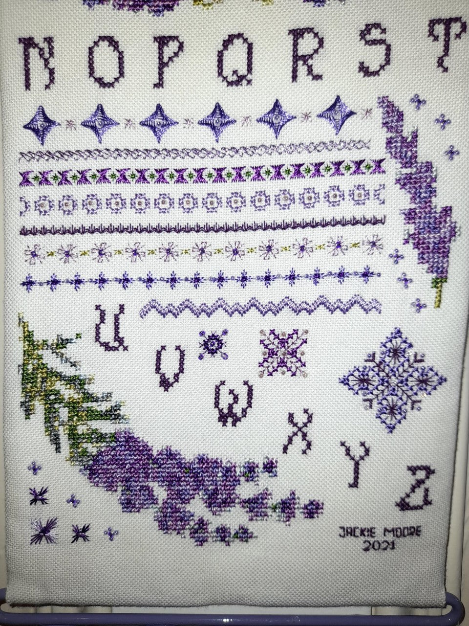 Lavender Dreams Banded Sampler Cross Stitch & Embroidery Pattern — PDF Download