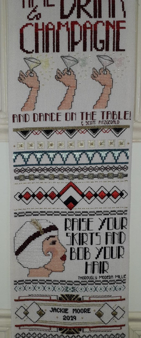 Glitz and Glamour Art Deco Cross Stitch Band Sampler — PDF Pattern Download