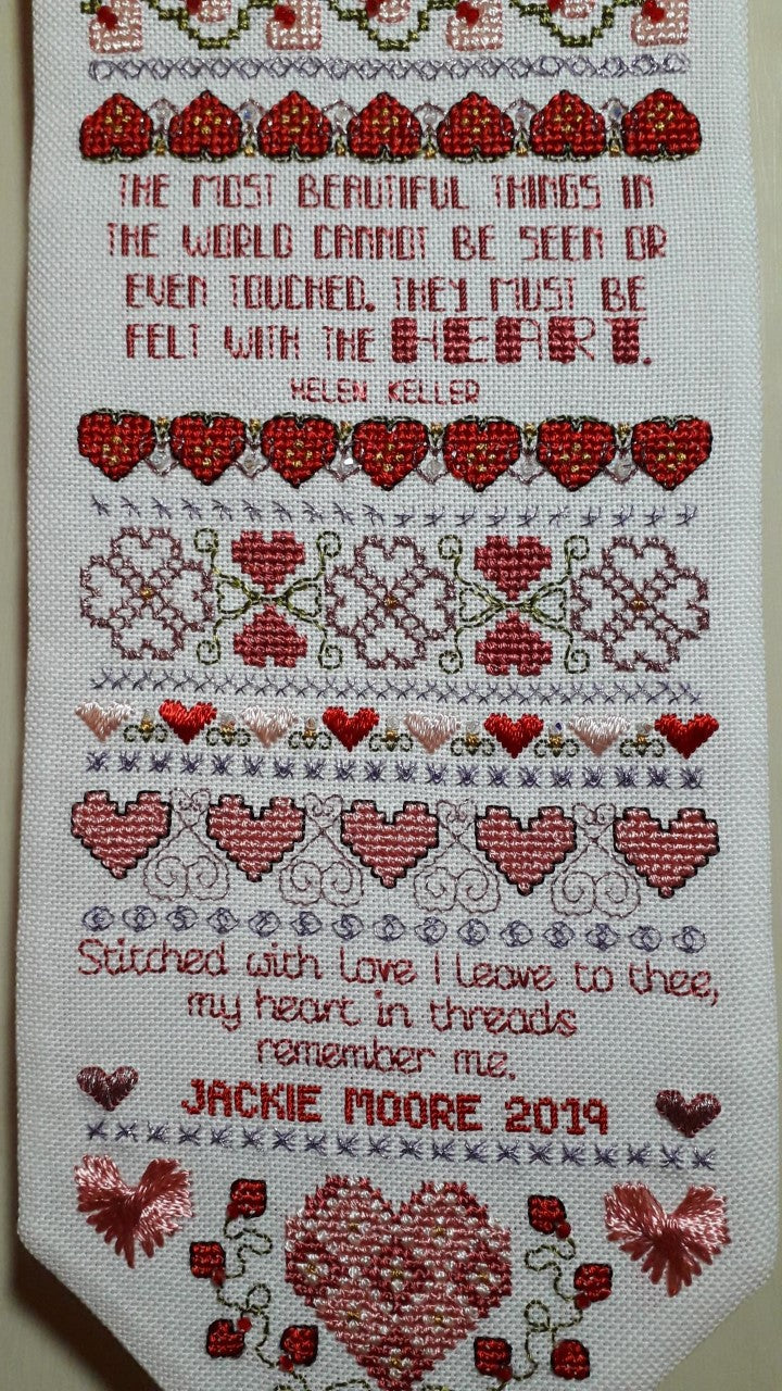 Heart in Threads Band Sampler Cross Stitch Chart — PDF Pattern Download