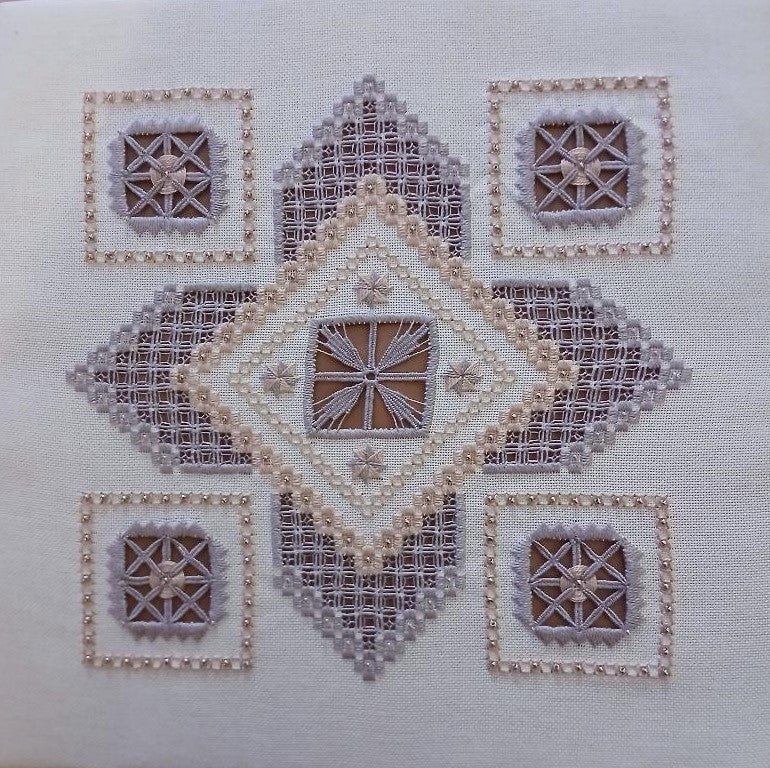 Beautiful Beaded Beauty — Pink & Mauve Hardanger Embroidery Chart PDF Download
