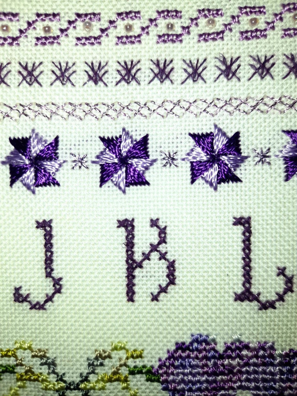 Lavender Dreams Banded Sampler Cross Stitch & Embroidery Pattern — PDF Download