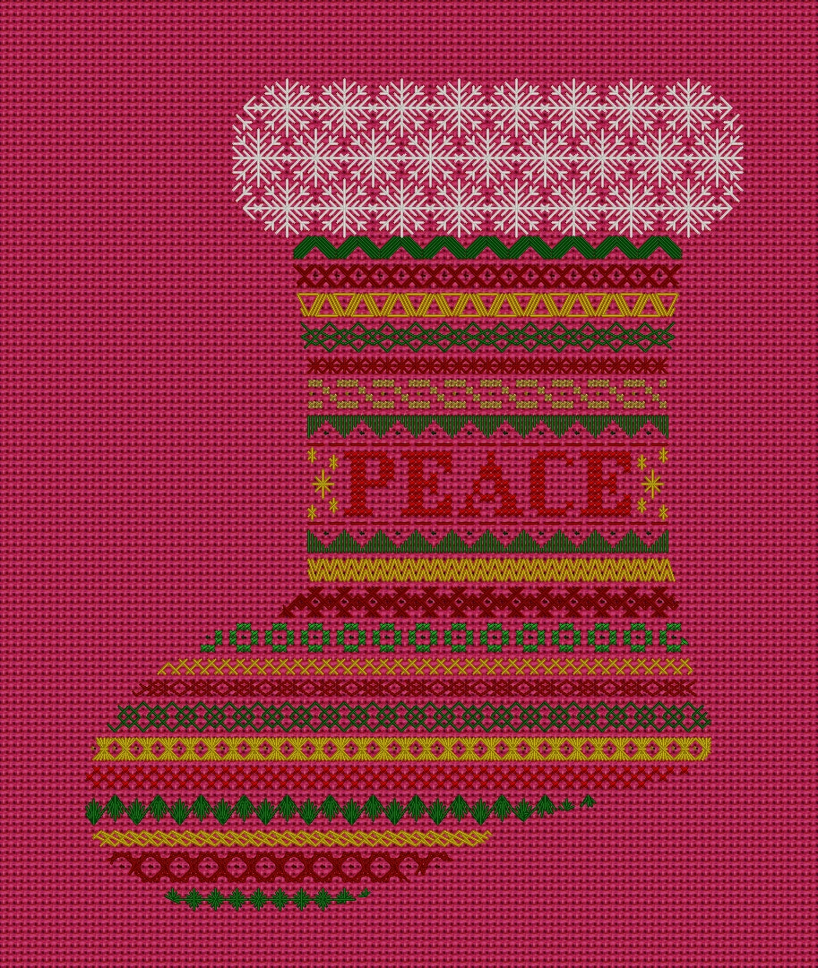 Christmas Stocking Design Beaded Band Sampler Pattern — PDF Download