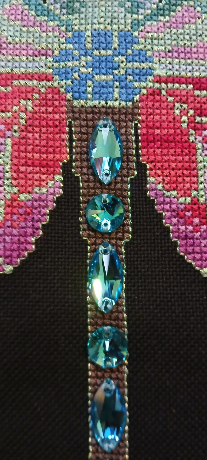 Crystal Dragonfly Cross Stitch Chart — Fantasy Jewel Tones PDF Pattern Download