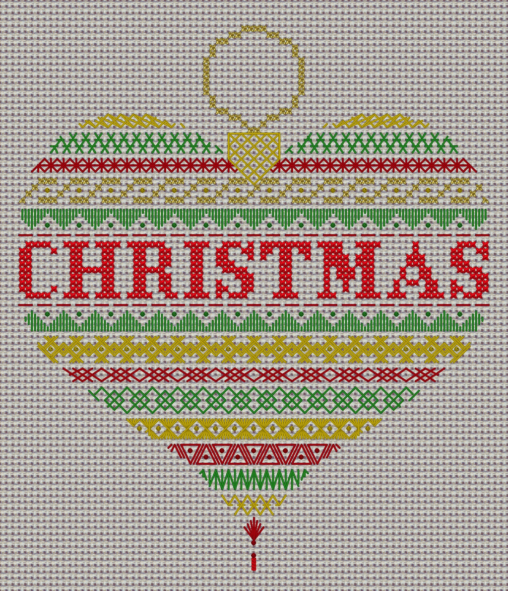 Heart Bauble Design Beaded Christmas Band Sampler Pattern — PDF Download