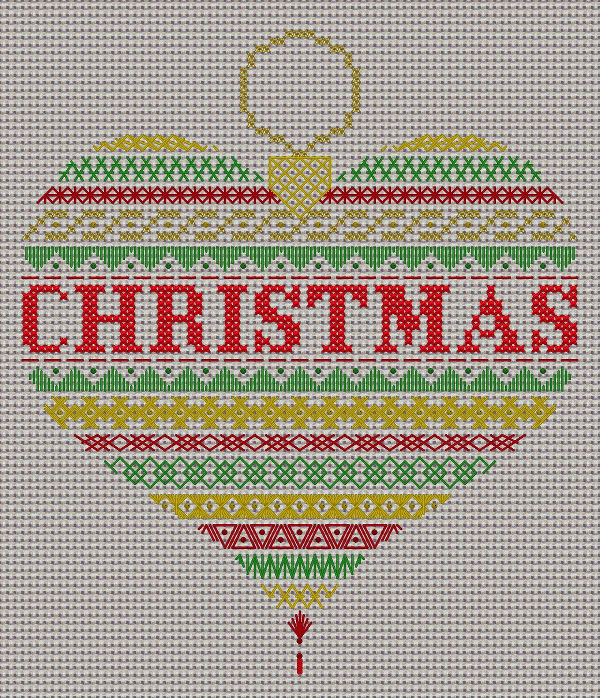 Heart Bauble Design Beaded Christmas Band Sampler Pattern — PDF Download