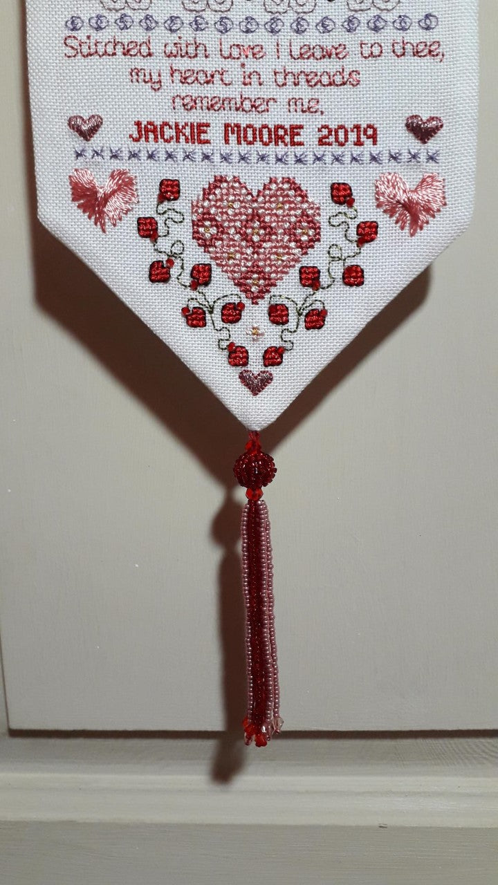 Heart in Threads Band Sampler Cross Stitch Chart — PDF Pattern Download