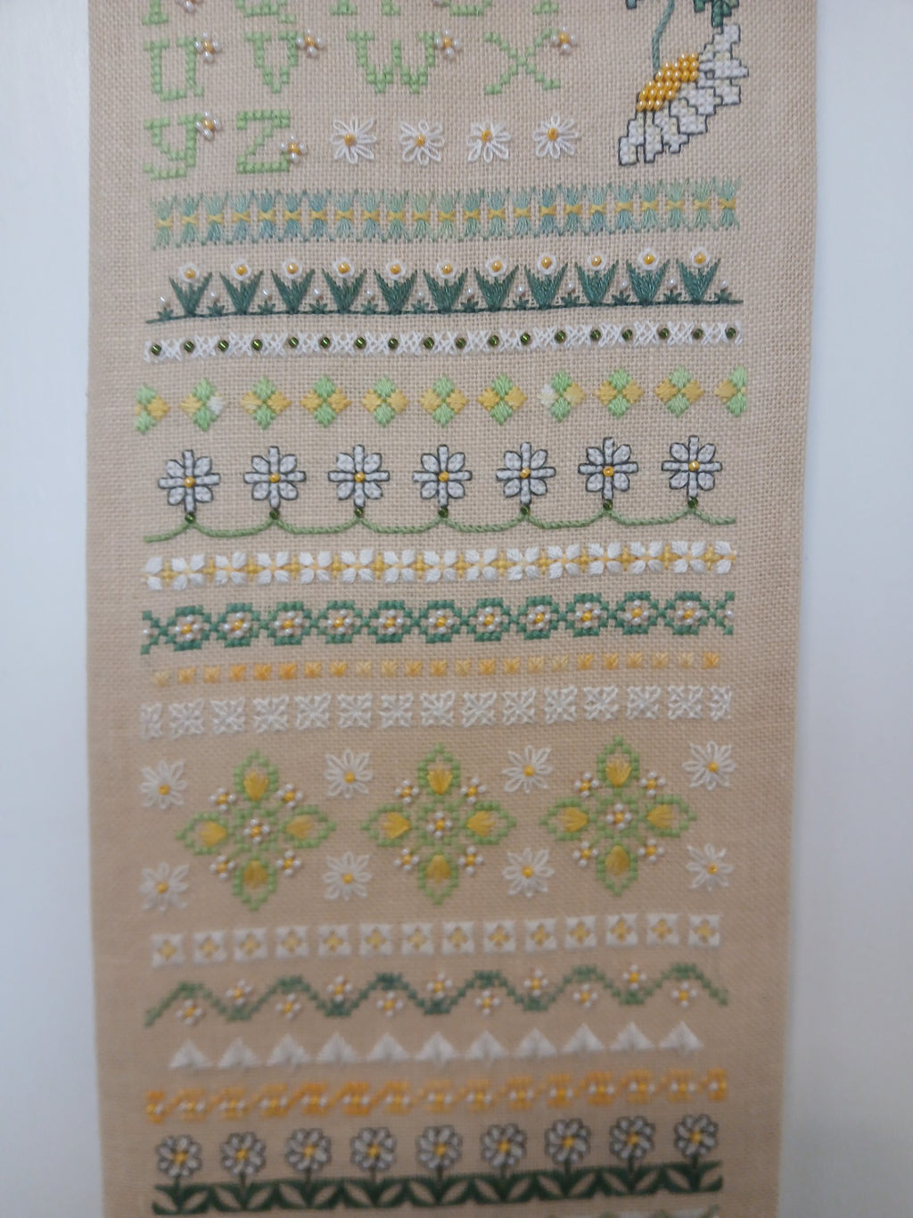 Beautiful Daisy Dreams Cross Stitch Band Sampler — PDF Pattern Download